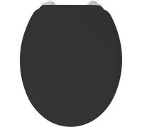 Abattant WC Universel Duplo Noir, Poudre de Bambou, Charnières Inox, Entraxe de Fixation Universelle, Gelco