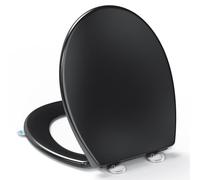 Abattant WC Universel Forme O avec Frein de Chute, YEAUPE PRO Lunette de Toilette noir Universelle，Design Antibactérien et Facile à Nettoyer, Peut Supporter 150 Kg, noir, 44,6 * 37,2 * 5,2 CM