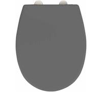 Wenko Siège WC Vorno – Abaissement automatique, Duroplast antibactérien, Gris