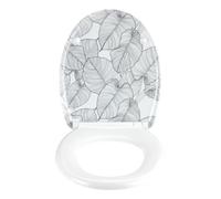 WENKO Siège WC Samoa, de toilette design en duroplast qualité avec système fermeture facileantibactérien anti-rayure, 38 x 45 cm, blanc/gris 25505100 Multicolore