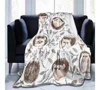 Abaysto Couverture en flanelle, motif hérisson, couverture douce et moelleuse pour lit, canapé, cadeau idéal pour Noël/Action de grâce, 130 x 150 cm