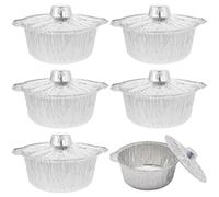 Abbdbd Lot de 6 moules à tarte en aluminium avec couvercles, moules ronds en aluminium jetables pour la cuisson, le rôtissage, le camping 1100