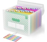 ABC life A4 Rangement Papier Administratif Trieur 12 Compartiments,A4 Trieur Document avec Motif de Grille, Portable Valisette Trieur Accordeon, Accordéon Organiseur de Dossiers de Fichiers(Vert)