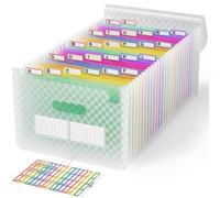 ABC life A4 Rangement Papier Administratif Trieur 26Compartiments, Dossier D'extension A4,Document avec Motif de Grille, Portable Valisette Trieur Accordeon,pour le Bureau et L'école (Vert)
