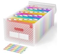 ABC life A4 Rangement Papier Administratif Trieur 26Compartiments, Dossier D'extension,A4 Trieur Document avec Motif de Grille, Portable Valisette Trieur Accordeon,pour le Bureau et L'école(Rose)