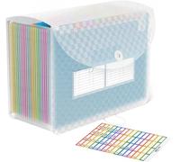 ABC life A4 Rangement Papier Administratif Trieur 26Compartiments, Dossier D'extension,A4 Trieur Document avec Motif de Grille, Portable Valisette Trieur Accordeon,pour le Bureau et L'école (Bleu)