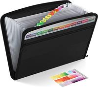 ABC life Extensible Pochettes pour Documents, 13 Poches A4 Trieur Document avec Fermeture à Glissière,Organisateur De Documents Porte-documents De Dossier D'accordéon, Noir
