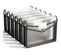 ABC life Pochette Plastique A4,6 Pcs Enveloppe Transparente Chemise à Bouton Pression Polypropylène Porte-Document Extensible Fichier Document,Premium Poly Poches Enveloppe avec Porte-Cartes de Visite