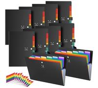 ABC life Trieur 7 Compartiments A4, 10Pcs Amélioré Plastique extensible accordéon dossiers de fichiers Document Organiseur Classeur et trieur à documents 7 poches avec fermeture Snap pour l'école
