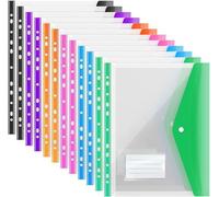 ABC - Porte-documents A4 12 compartiments, avec pochettes coulissantes, porte-documents transparent A4, porte-monnaie, pochette de rangement pour documents avec fermeture à pression et emplacement pou