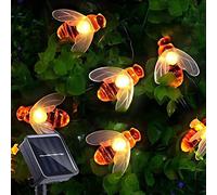 ABchat Solar Garden Lights, Honey Bee Fairy String Lights, 30 LED 4.5m/14Ft Waterproof Garden Lights for Christmas Decoration Warm White Halloween Outdoor String Lights