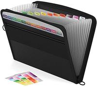 ABClife Extensible Pochettes pour Documents 13 Poches,A4 Trieur Document avec Fermeture à Glissière,Organisateur De Documents Porte-documents De Dossier D'accordéon avec Support De Poche Avant,Noir