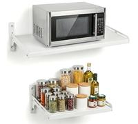 ABCOOL Étagère Murale Extensible pour Four à Micro-ondes Cuisine Maison, Support Réglable Amovible avec 4 Crochets
