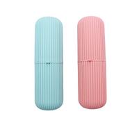 Abcsea 2 Pièces Étui de Brosse à Dents de Voyage, Coupe de Brosse à Dents, Tasse de Rince-Bouche, Porte-Brosse à Dents - Rose & Vert