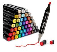 ABEIER Feutre a Alcool,48 Couleurs Feutre Alcool Double Pointe Permanents Marqueur Kit,Marqueurs de Dessin Pour Adultes Peinture,Twinmarkers Créatif pour Débutants Graffiti DIY Art Esquisse