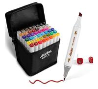 ABEIER Feutre a Alcool,48 Couleurs Twinmarkers Double Pointe Feutres Coloriage Adulte,Permanents Marqueur Kit,Marqueurs de Dessin Pour Adultes Peinture, Griffonnages, Animation