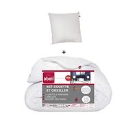Abeil Lot Couette tempérée 140 x 200 cm et 1 oreiller 60 x 60 cm, Blanc