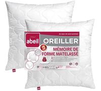 Abeil Oreillers à mémoire de forme matelassés 60x60 cm – Lot de 2 Blanc, sommeil doux et confortable