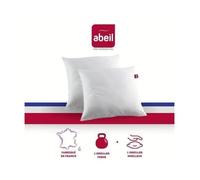 Abeil Oreillers DOUBLE CONFORT Lot de 2 - 100% Coton - 60x60 cm - Ferme (650g) et Moelleux (550g) - Certifié Oeko-Tex