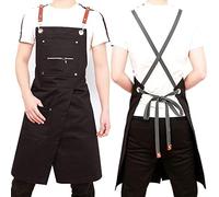 ABenxxou Tablier Noir - Jambe Fendue - Ajustable Pour Hommes Et Femmes - Pro Chef, Barista, Barman, Boulanger, Styliste, Tatouage, Artiste, Tabliers De Serveur,Noir