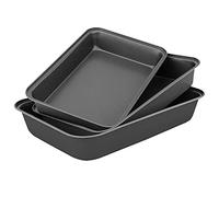 Abert - Plat à Four - Revêtement Antiadhésif Premium - Acier au Carbone - Set 3 (Noir)