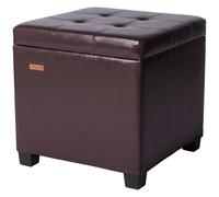 ABHENG Carré Pouf Rangement Tabouret Structure en Acier recouverte de Cuir synthétique, Charge jusqu'à 350 kg Capacité 48 L Pouf Salon,ReposePieds avec Pieds et Couvercle Amovible Marron ASND63R