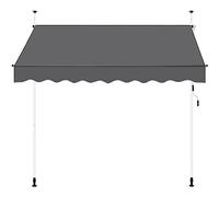 Abician Auvent Rétractable sur Pied, Store Banne Manuel avec Manivelle, Hauteur Et Inclinaison Réglable, Auvent Télescopique pour Balcon, Terrasse, Porche, Jardin, Restaurant, Café, 250 x 120 cm Gris
