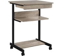 Abician Bureau d'Ordinateur Table Informatique Poste de Travail 56 x 51 x 79 cm avec 1 Tiroir et 2 Etagères pour Bureau, Salon, Chambre Gris