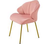 Abician Chaise de Salle à Manger Fauteuil Confortable en Velours Fauteuil Coquille avec Accoudoirs Rembourrée Pieds Dorés pour Salle à Manger Cuisine Salon Chambre Bureau Rose