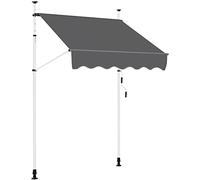 Abician Store Banne Ajustable en Hauteur et en Inclinaison, Auvent Rétractable sur Pied Manuel, Auvent Téléscopique pour Balcon, Jardin, Porche, Terrasse, Café, Restaurant, 150 x 120 cm Gris