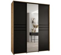ABIKSMEBLE Armoire Davos 11 avec Porte Coulissante et Miroir - Dressing pour Chambre Adulte - Penderie Vêtements - Garde-Robe - Placard 3 Portes - Closet