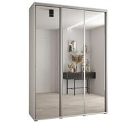 ABIKSMEBLE Armoire Davos 2 avec Porte Coulissante et Miroir - Dressing pour Chambre Adulte - Penderie Vêtements - Garde-Robe - Placard 3 Portes - Closet