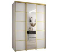 ABIKSMEBLE Armoire Davos 5 avec Porte Coulissante et Miroir - Dressing pour Chambre Adulte - Penderie Vêtements - Garde-Robe - Placard 3 Portes - Closet