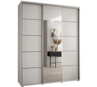ABIKSMEBLE Armoire Davos 5 avec Porte Coulissante et Miroir - Dressing pour Chambre Adulte - Penderie Vêtements - Garde-Robe - Placard 3 Portes - Closet