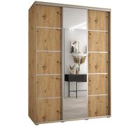 ABIKSMEBLE Armoire Davos 5 avec Porte Coulissante et Miroir - Dressing pour Chambre Adulte - Penderie Vêtements - Garde-Robe - Placard 3 Portes - Closet