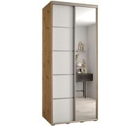 ABIKSMEBLE Armoire Davos 5 avec Porte Coulissante et Miroir - Dressing pour Chambre Adulte - Penderie Vêtement - Garde Robe - Placard - Closet