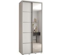 ABIKSMEBLE Armoire Davos 5 avec Porte Coulissante Miroir - Dressing Adulte - Penderie Vêtement - Garde Robe - Placard - Closet