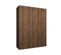 ABIKSMEBLE - Armoire Marbella 1 - Hauteur 202 cm, Largeur 150 cm, Profondeur 52 cm - Corps Noix de Warmie, Poignée l'or - Meuble de Rangement Moderne pour Salon ou Chambre