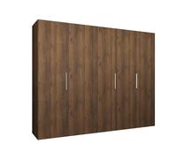 ABIKSMEBLE - Armoire Marbella 1 - Hauteur 202 cm, Largeur 250 cm, Profondeur 52 cm - Corps Noix de Warmie, Poignée Cachemire - Meuble de Rangement Moderne pour Salon ou Chambre