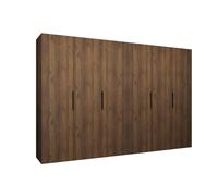 ABIKSMEBLE - Armoire Marbella 1 - Hauteur 202 cm, Largeur 300 cm, Profondeur 52 cm - Corps Noix de Warmie, Poignée Noir - Meuble de Rangement Moderne pour Salon ou Chambre