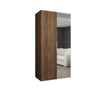 ABIKSMEBLE - Armoire Marbella 2 avec Mirroir - Hauteur 202 cm, Largeur 100 cm, Profondeur 52 cm - Corps Noix de Warmie, Poignée Cachemire - Meuble de Rangement Moderne pour Salon