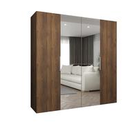 ABIKSMEBLE - Armoire Marbella 2 avec Mirroir - Hauteur 202 cm, Largeur 200 cm, Profondeur 52 cm - Corps Noix de Warmie, Poignée Cachemire - Meuble de Rangement Moderne pour Salon