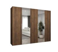 ABIKSMEBLE - Armoire Marbella 2 avec Mirroir - Hauteur 202 cm, Largeur 250 cm, Profondeur 52 cm - Corps Noix de Warmie, Poignée Cachemire - Meuble de Rangement Moderne pour Salon