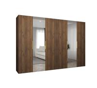 ABIKSMEBLE - Armoire Marbella 2 avec Mirroir - Hauteur 202 cm, Largeur 300 cm, Profondeur 52 cm - Corps Noix de Warmie, Poignée l'or - Meuble de Rangement Moderne pour Salon