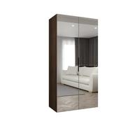 ABIKSMEBLE - Armoire Marbella 3 avec Mirroir - Hauteur 202 cm, Largeur 100 cm, Profondeur 52 cm - Corps Noix de Warmie, Poignée Noir - Meuble de Rangement Moderne pour Salon