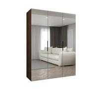 ABIKSMEBLE - Armoire Marbella 3 avec Mirroir - Hauteur 202 cm, Largeur 150 cm, Profondeur 52 cm - Corps Noix de Warmie, Poignée Noir - Meuble de Rangement Moderne pour Salon