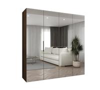 ABIKSMEBLE - Armoire Marbella 3 avec Mirroir - Hauteur 202 cm, Largeur 200 cm, Profondeur 52 cm - Corps Noix de Warmie, Poignée Noir - Meuble de Rangement Moderne pour Salon