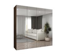ABIKSMEBLE - Armoire Marbella 3 avec Mirroir - Hauteur 202 cm, Largeur 200 cm, Profondeur 52 cm - Corps Noix de Warmie, Poignée l'or - Meuble de Rangement Moderne pour Salon