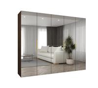 ABIKSMEBLE - Armoire Marbella 3 avec Mirroir - Hauteur 202 cm, Largeur 250 cm, Profondeur 52 cm - Corps Noix de Warmie, Poignée l'or - Meuble de Rangement Moderne pour Salon