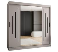 ABIKSMEBLE - Armoire Porte Coulissante - Penderie - Poignée Noire - Dressing - Placard Chambre Rubino Y1 200 Cachemire - 200 cm (H) - 200 cm (L) - 62 cm (P)